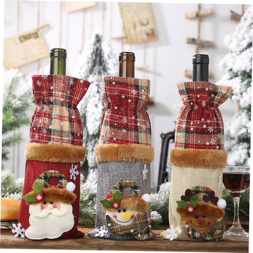 christmas decoration Creative linen bottle bag 圣诞酒瓶套
