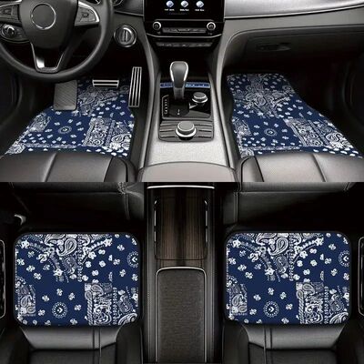 4Pcs Car Mats  Retro  Style Polyester Auto Floor Mat Water R