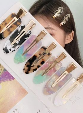 4/2Pcs Leopard Acetate Hair Clips Bangs Seamless Clip Makeup