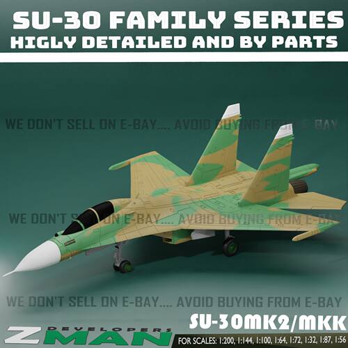 北江动力俄罗斯中国su-30苏30MKK/MK2战斗机飞机白膜1/144默认快