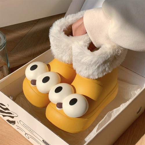 趣味卡通搞怪大眼睛儿童雪地靴