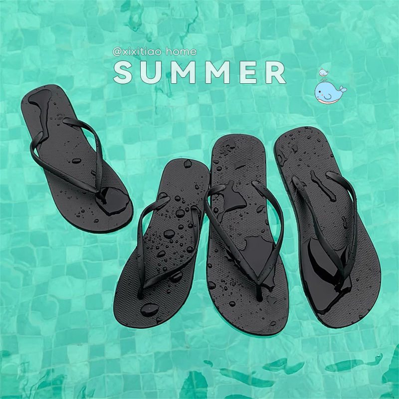 日系简约纯色百搭情侣夏人字拖