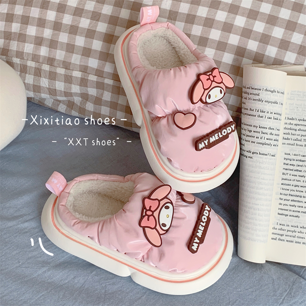 三丽鸥可爱美乐蒂加绒儿童棉拖鞋