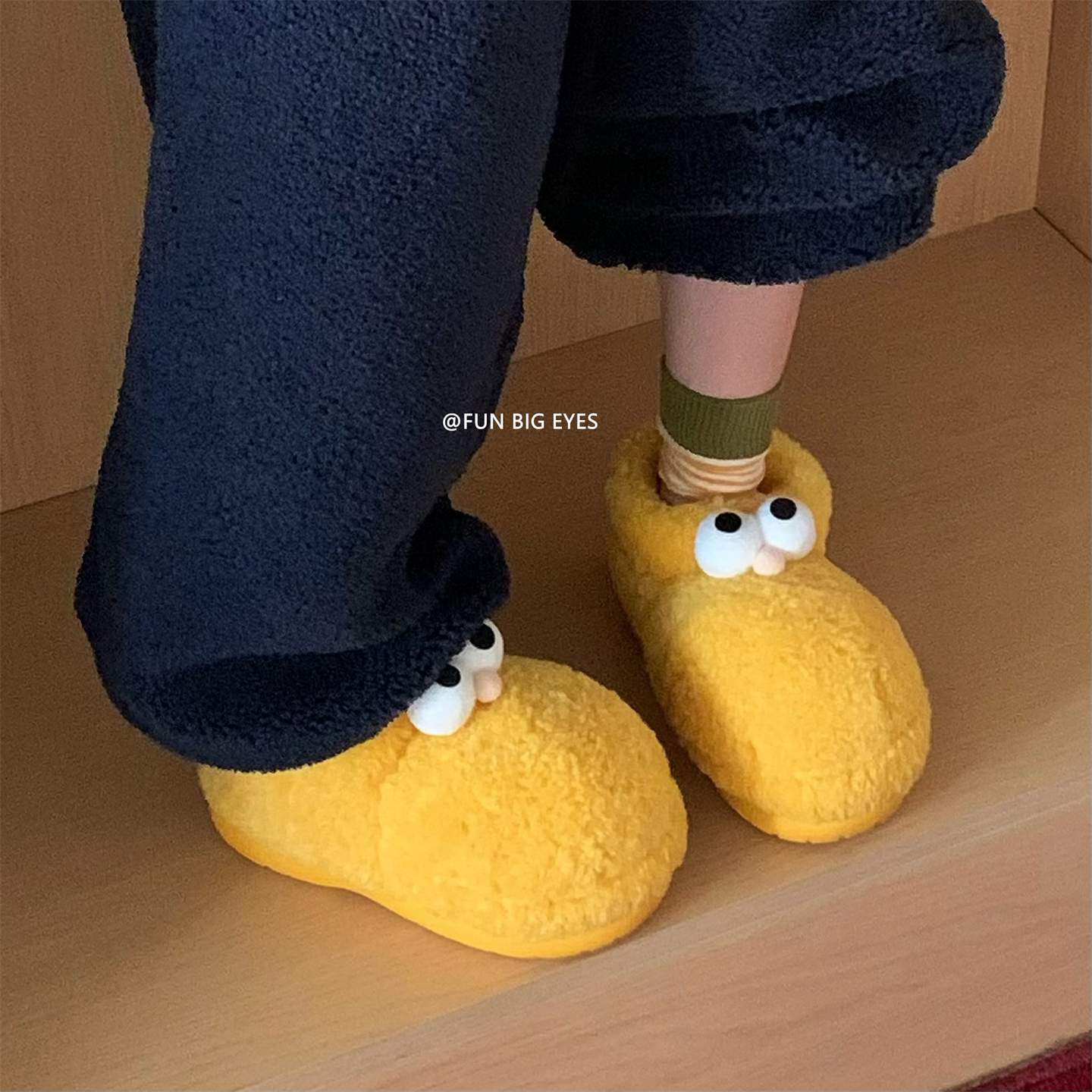 趣味大眼睛户外保暖毛毛靴子女冬