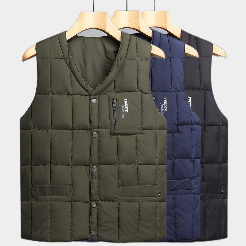 男士羽绒马甲男冬季爸爸休闲马夹坎肩男士中老年轻薄老人保暖背心