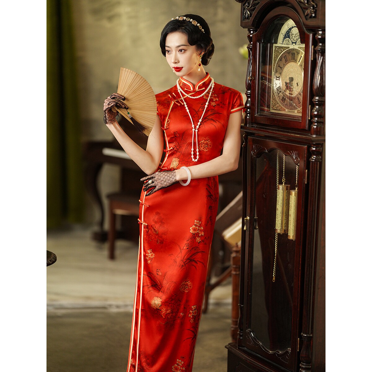 2026新款唐之恋春夏真丝红色旗袍喜婆婆喜妈妈婚宴礼服高级感