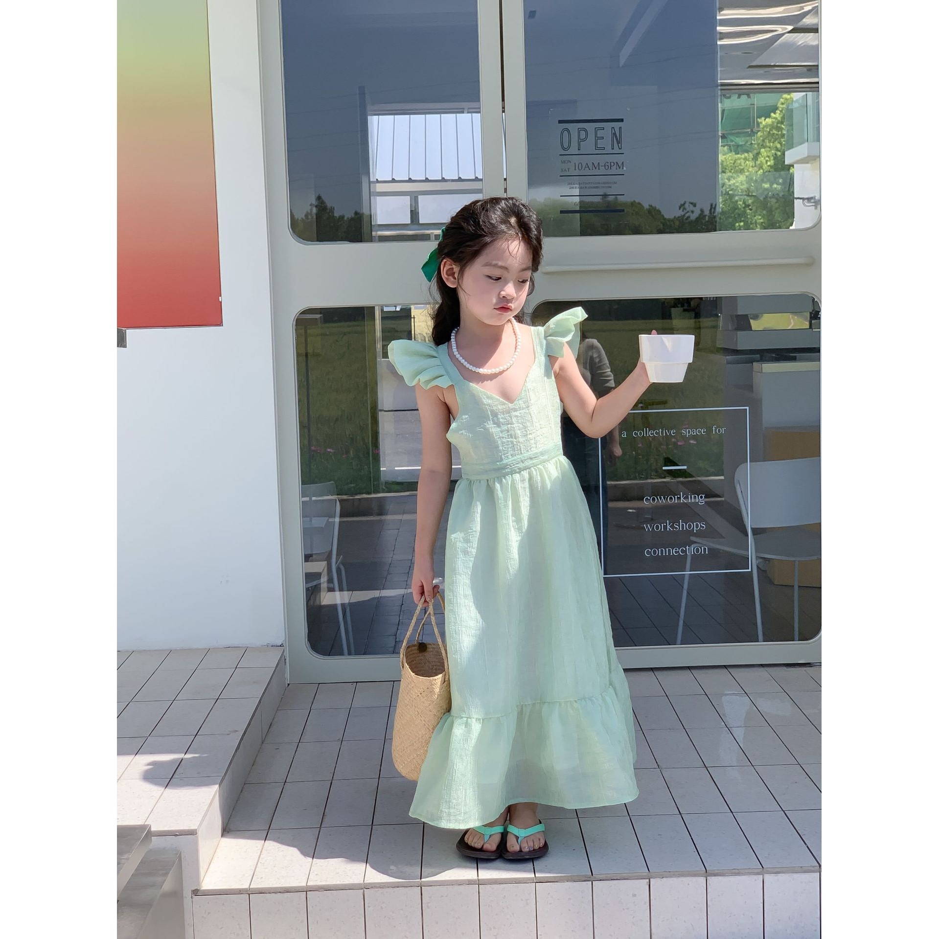 2026新款女童飞袖露背连衣裙童装夏季女宝度假沙滩长裙儿童吊,女装/女士精品,连衣裙,淘宝优惠券,粉丝福利购,淘宝优惠卷