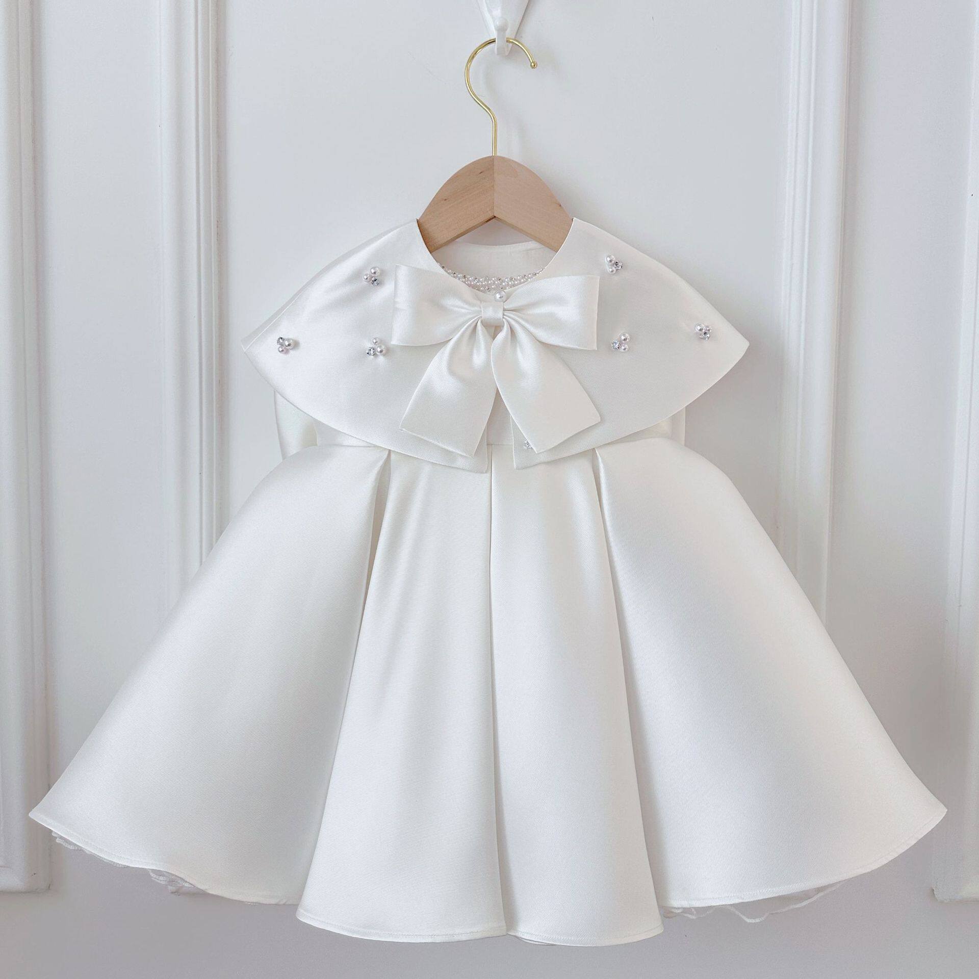 2026新款儿童礼服生日夏款白色百搭披肩小女孩女童演出服外搭公主