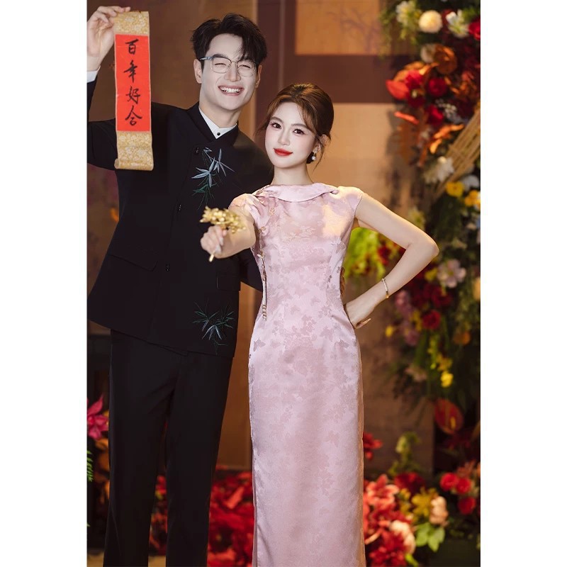 2026新款中式感粉色旗袍订婚礼服日常可穿出阁宴新娘敬酒服结