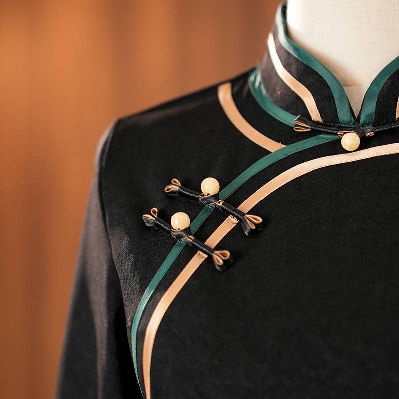 2025新款大小姐【杳月雾】秋季旗袍长袖女修身简约日常款显皮