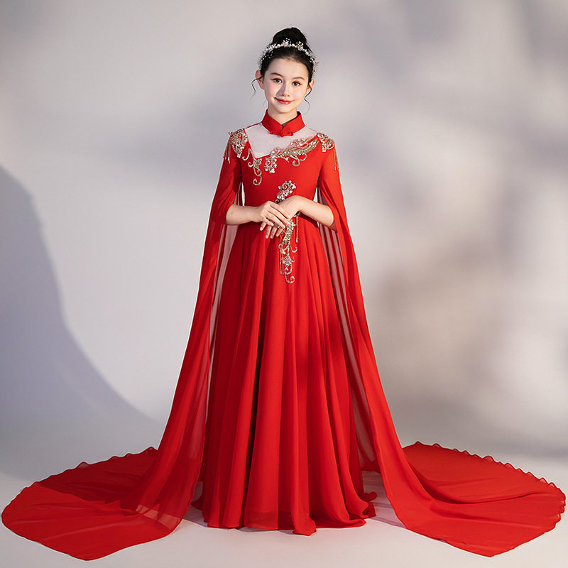 2026新款儿童古筝演出服民乐弹古筝表演服大童中国风旗袍女童艺考