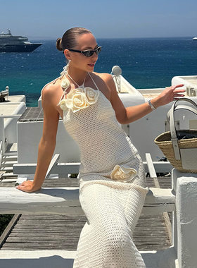 2026新款新品!!欧美女纯色针织浮花沙滩比基尼泳衣罩衫防晒套装