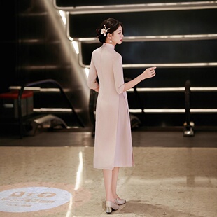 复古旗袍女装 2026新款 中国风醋酸弹力棉中长款 款 改良 秋季