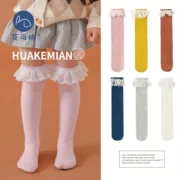 Vớ cotton cotton cho bé gái vớ cotton cho bé mùa xuân và mùa hè vớ trẻ em trên tất đầu gối và vớ cao vớ - Vớ