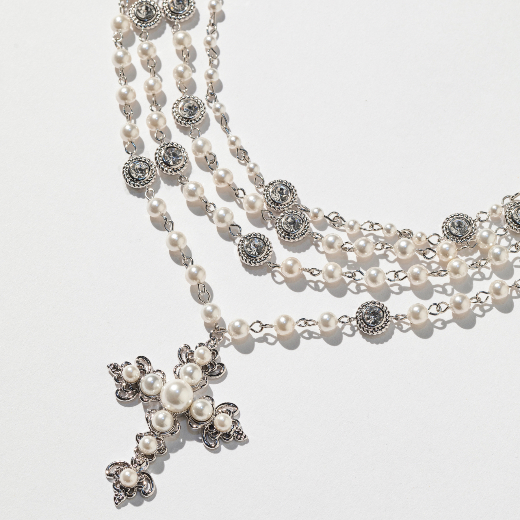 VOWOW& CynthiaShiniyo 联名款冰雪恋人珍珠十字架叠链项链