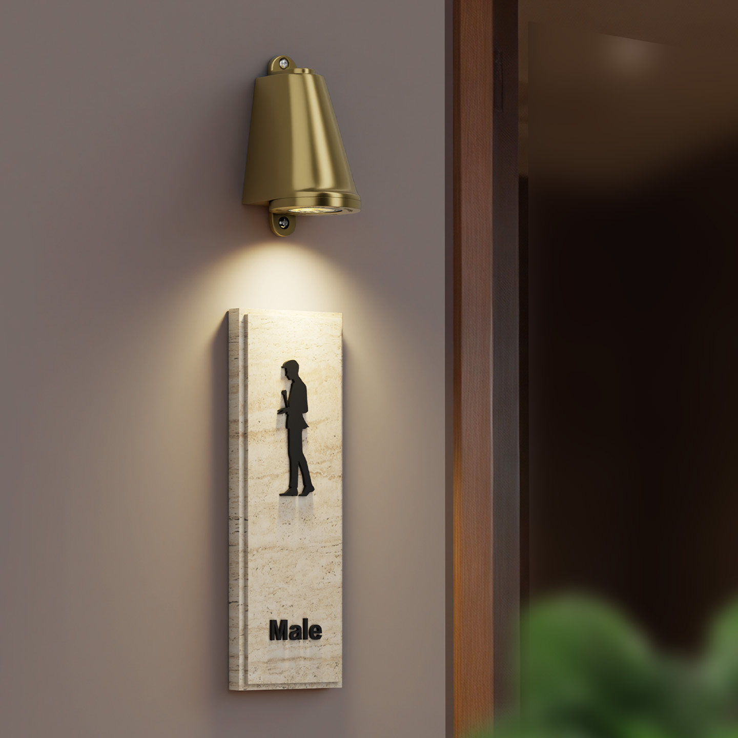 ins风天然洞石卫生间标识牌男装女装服饰店贴墙式厕所大理石挂牌