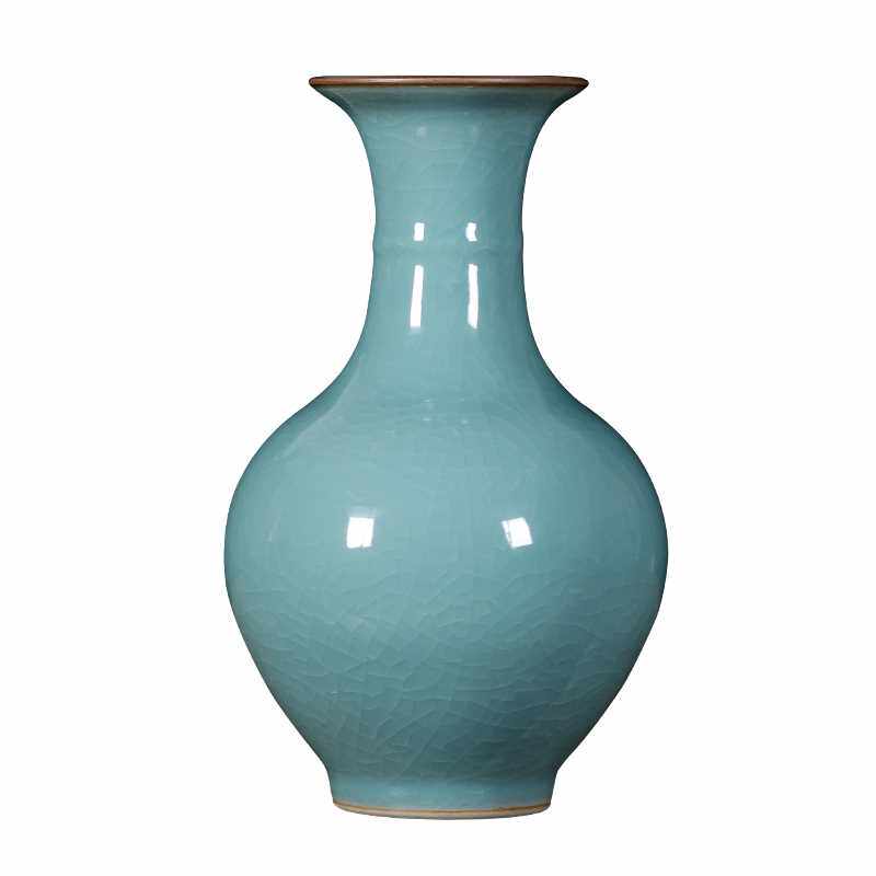 新品景德镇陶瓷器青瓷花瓶仿古官窑古典中式客厅插花电视柜装饰品