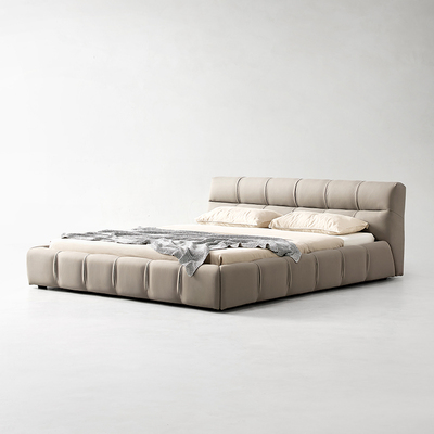 Italian style minimalist puff deerskin velvet leather bed modern simple and creative design bedroom double bed MIG bed