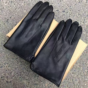 冬季寒区加绒皮手套制式加绒保暖黑色五指手套摩托车骑行羊皮手套