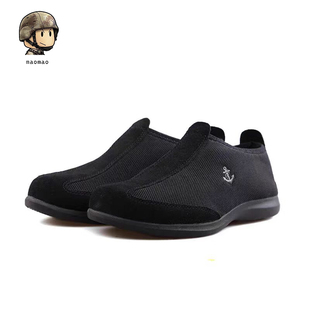 潜艇长航布鞋夏季新款网面透气布鞋防臭抗菌吸汗轻便黑布鞋一脚蹬