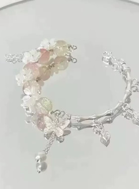秋上新蝴蝶琉璃手串女新款小众设计ins风高级感学生手链饰品