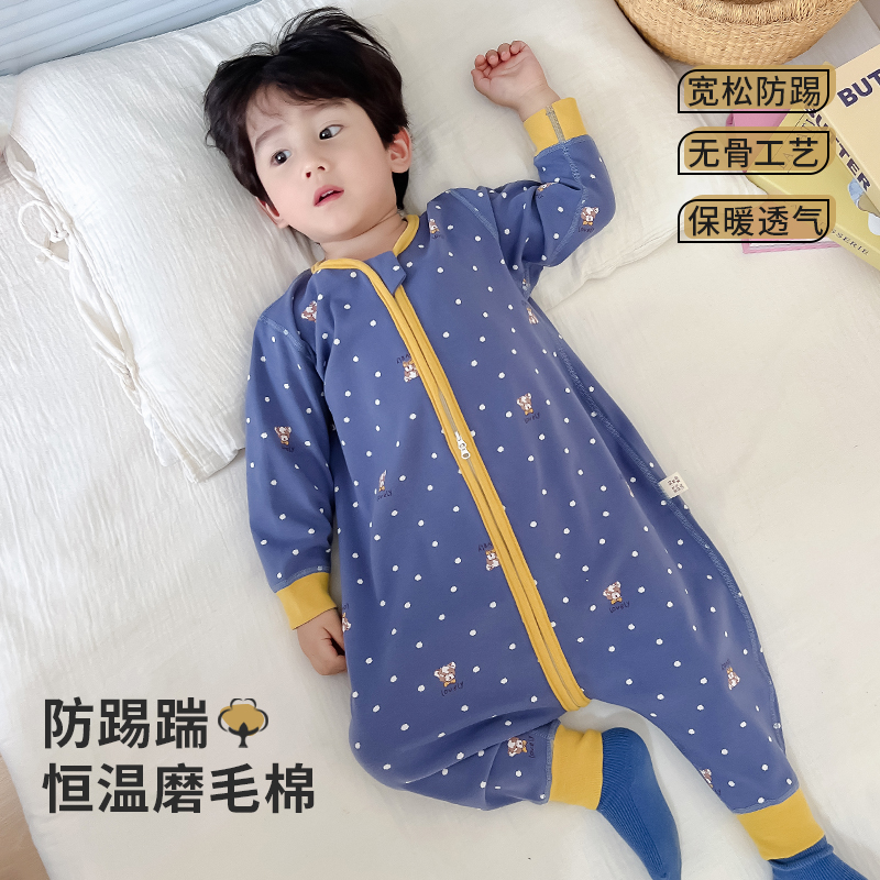 儿童春秋冬连体睡衣加厚磨毛睡袋