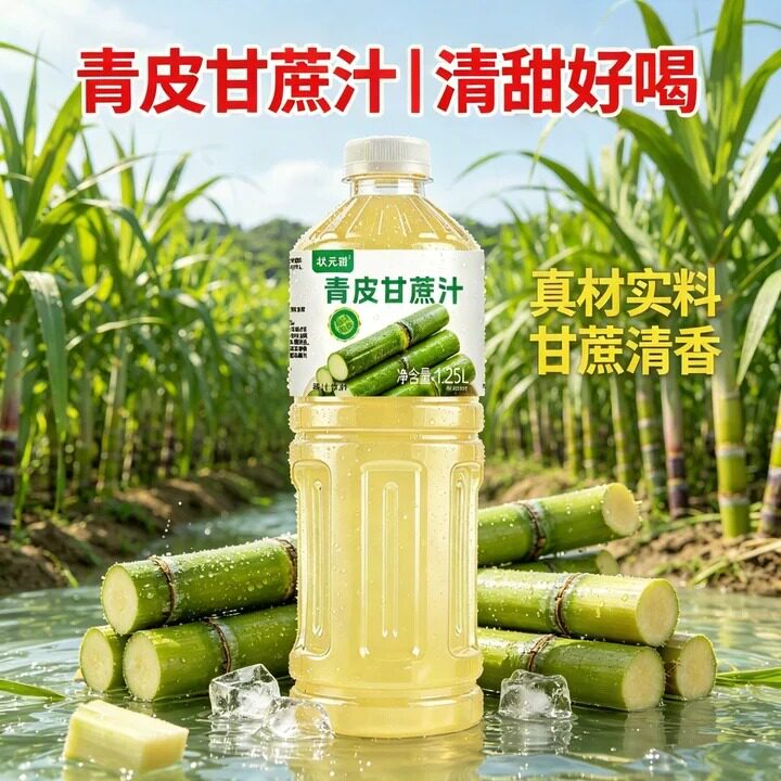 【甘蔗清香】青皮甘蔗汁1.25L/瓶多规格任选整箱批发更划算