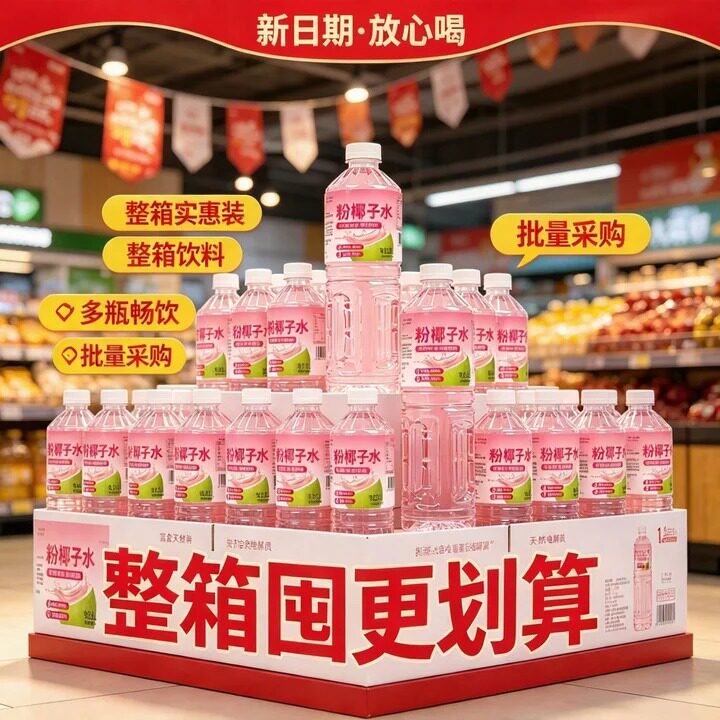 【整箱囤】粉椰子水饮料1.25L大瓶清爽解渴椰香满满新日期放心喝