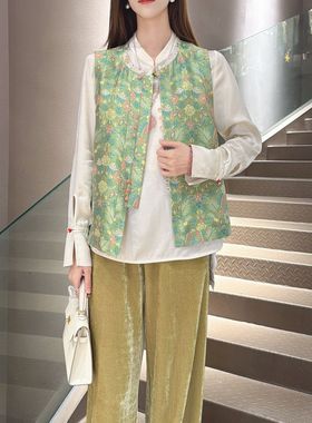 【莫奈花园】时尚秋季新中式复古气质国风马甲2503