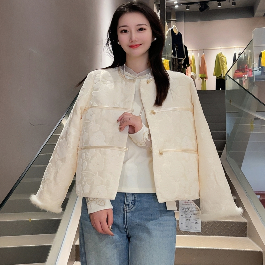 《七七定制》时尚冬季中式气质复古加厚加棉保暖外套6857