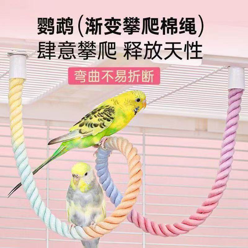 鹦鹉攀爬螺旋棉绳吊绳鞦千鸟站架子鸟笼装饰虎皮牡丹玄凤栖架玩具