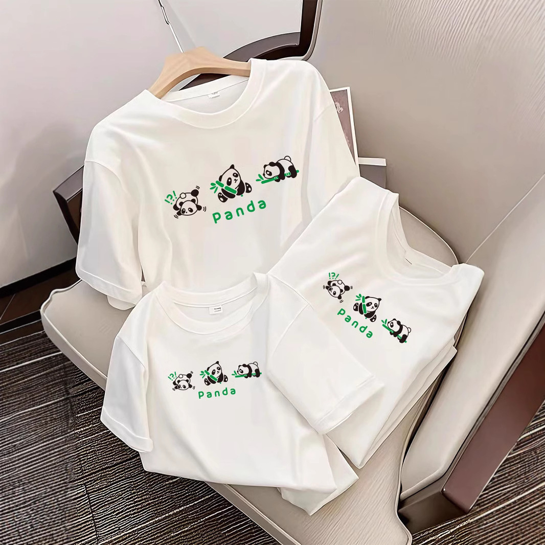 180克精梳棉亲子款短袖T恤批发2025夏季新款纯棉亲子装圆领半袖衫