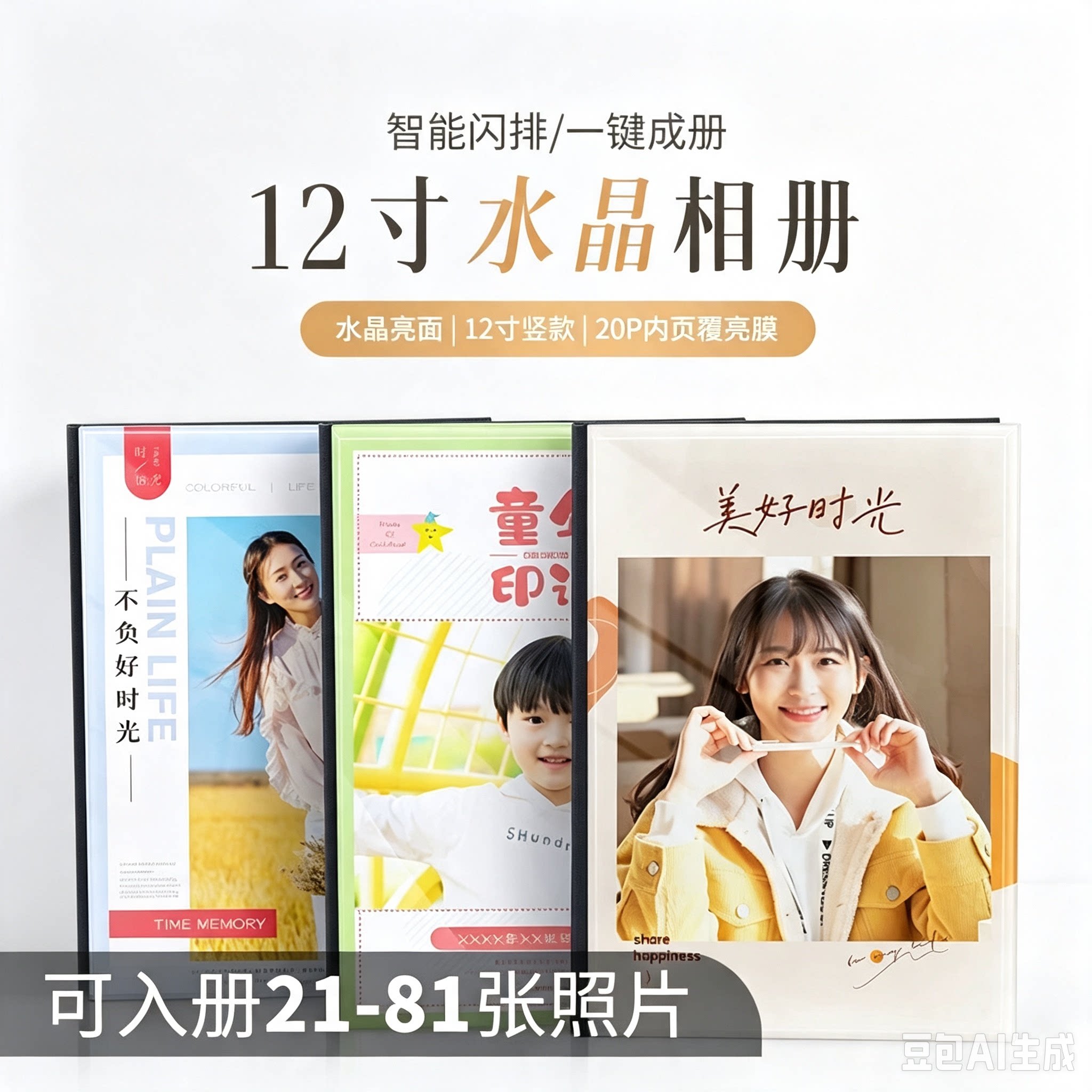 美印兔兔水晶相册影楼写真婚纱百天照定制宝宝纪念册幼儿园相册图片