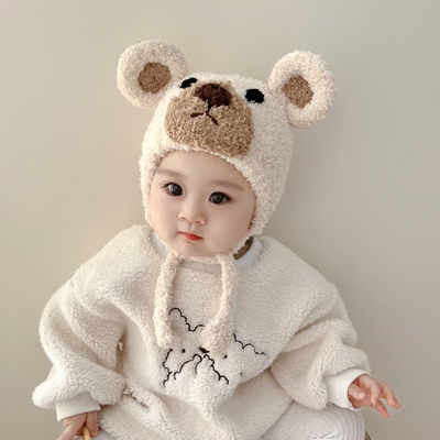 宝宝毛绒帽秋冬新款婴儿护耳帽