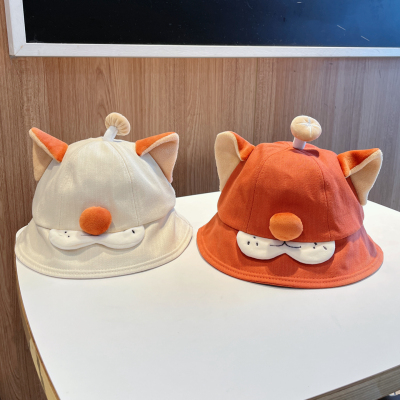 儿童渔夫帽春秋季可爱狐狸男童女童遮阳帽百搭中大童宝宝出游盆帽