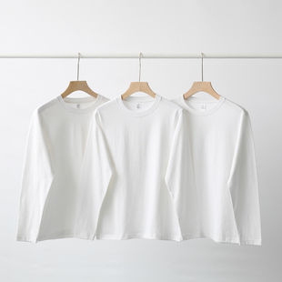 男基础款 打底衫 秋冬白色黑色打底 7.8oz纯棉T恤圆领长袖 Qki精选