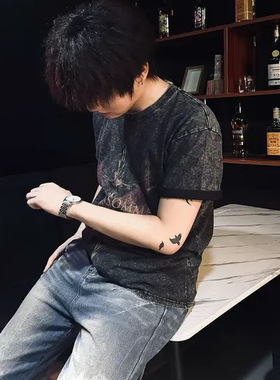 Desolation04F夏季单品小众十字架水洗重磅短袖潮牌美式宽松T恤亚