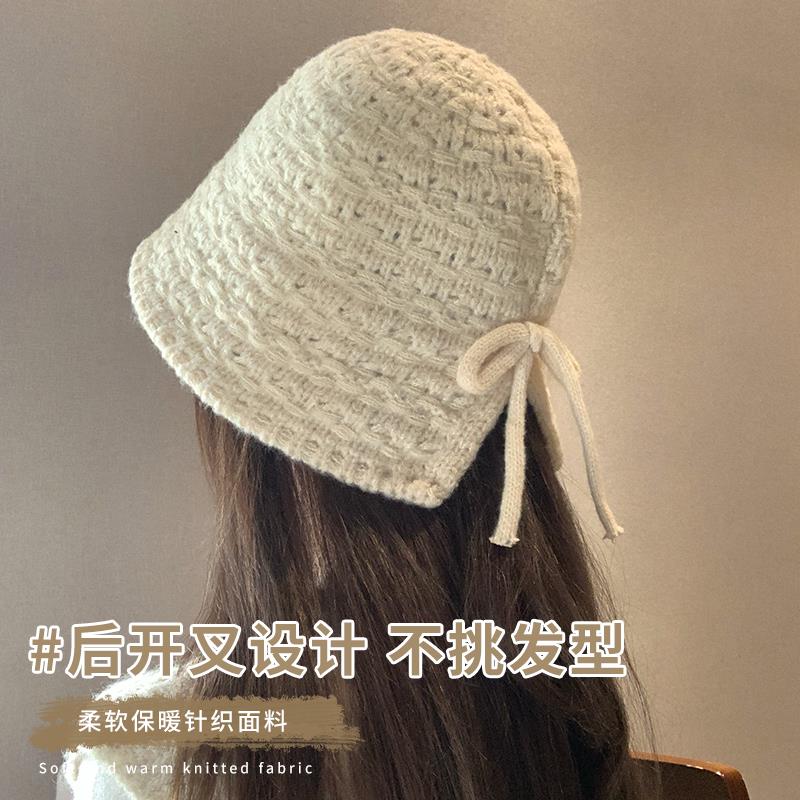 渔搭夫帽秋冬季韩版百水脸桶帽时尚复古大YFM-7330头围显小针织毛