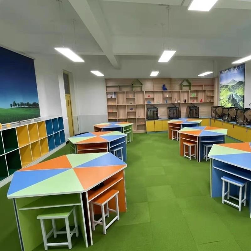 六边形组合桌六角电脑桌团体活动桌科学实验桌三角梯形桌八边桌子