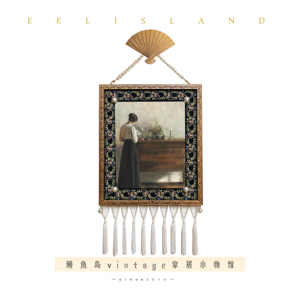 中古风欧式覆古人物小众装饰画 画客厅沙发背景墙玄关艺术流苏相