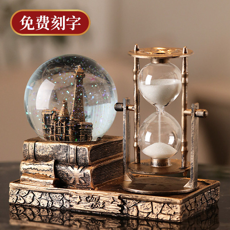 复古沙漏定制摆件雪花水晶球音乐盒生日礼物女生创意个性礼品实用,家居饰品,装饰摆件,淘宝优惠券,粉丝福利购,淘宝优惠卷