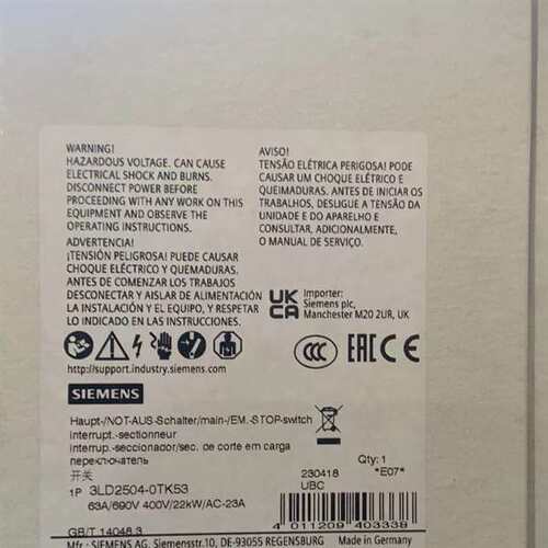 {议价}3LD2504-0TK53隔离开关正品