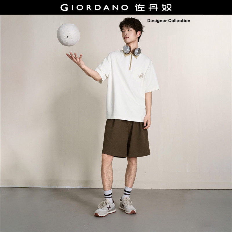 佐丹奴Polo男装猫和老鼠联名刺绣口袋撞色拉链门筒短袖POLO