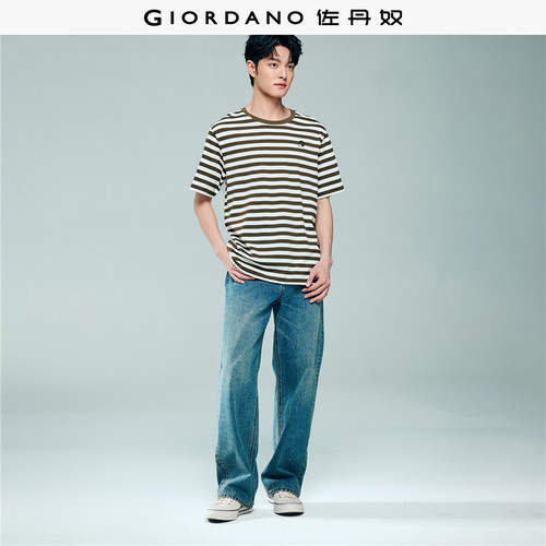 Giordano短袖条纹印花T恤纯棉