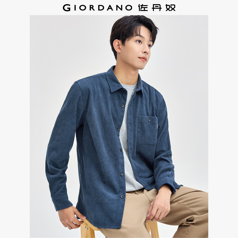 Giordano/佐丹奴尖领长袖衬衫