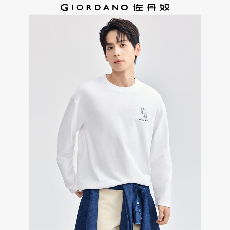 Giordano/佐丹奴长袖刺绣T恤