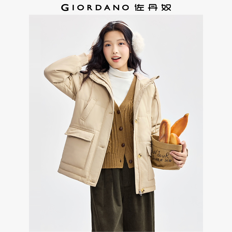 Giordano中长款多口袋棉衣