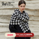 shes茜子奥莱经典 格纹千鸟格围巾高档山羊绒披肩两用秋冬围脖女