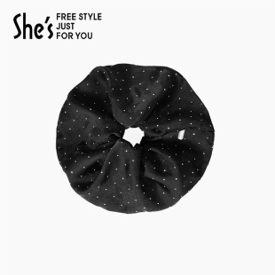 shes茜子奥莱轻简循迹闪耀烫钻蓬松马尾大发圈女头绳显发量发饰