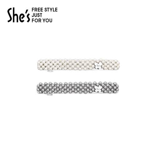 shes茜子珍珠复古手工编织马尾夹